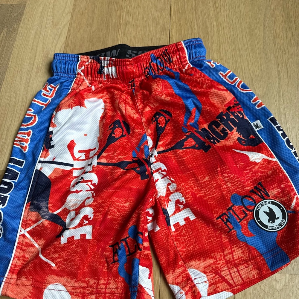 Red & Blue Graphic Kids Athletic Shorts